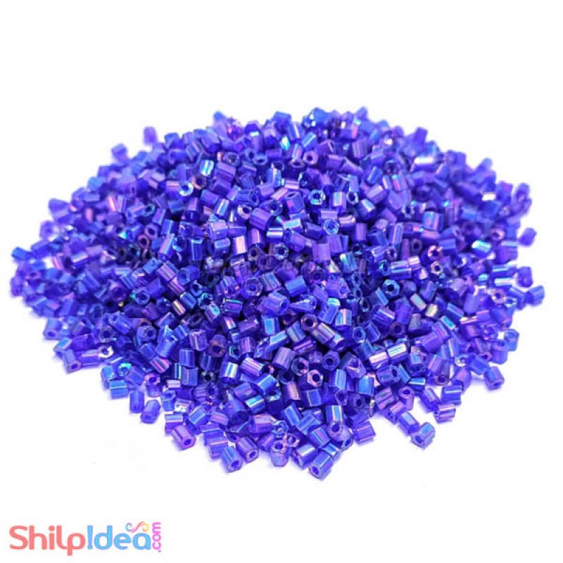 Beads 2mm - Glass Hexagonal - Violet AB